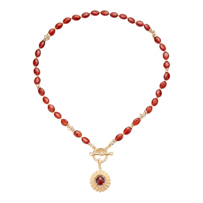 lostinecho红玛瑙太阳吊坠项链