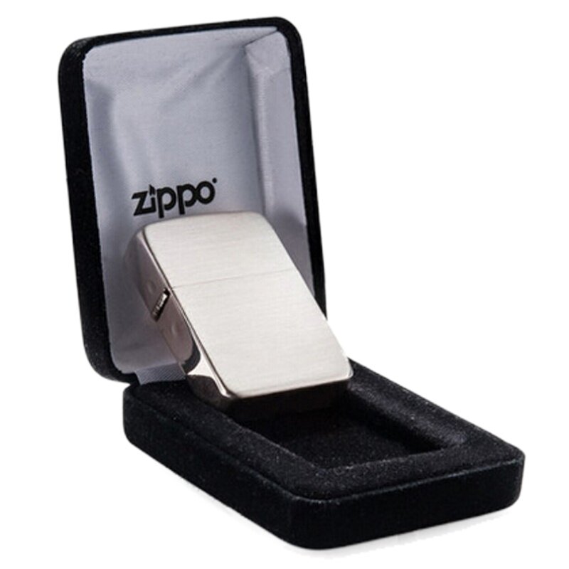 zippo复刻版拉丝纯银收藏打火机
