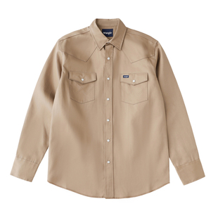 阿瞳牛社Wrangler威格西部牛仔风长袖工装衬衫硬挺黄石风格外套男