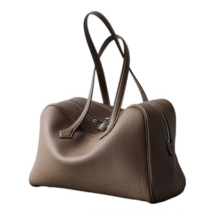 手提包女高级感轻奢牛皮波士顿包通勤公文包腋下电脑包大容量女包