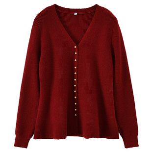 新年战袍法式高级感V领收腰鱼尾胖莹莹大码女装纯欲轻熟风针织衫