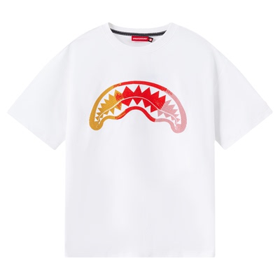 SprayGround鲨鱼嘴刺绣短袖T恤男女26夏款宽松情侣上衣体恤打底衫