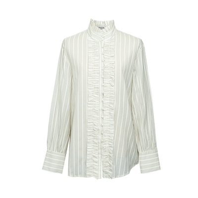 D-HARRY/迪哈利米白条纹长袖衬衫