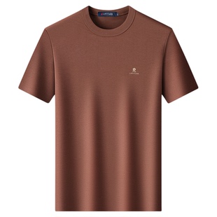 梦特娇男士短袖T恤2026新款夏季圆领纯色长绒棉体恤宽松大码上衣Z