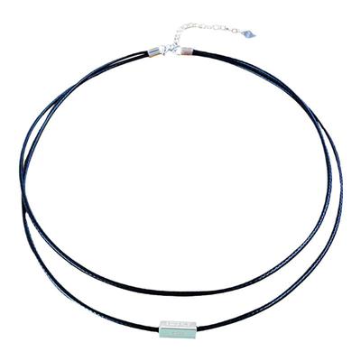 S925纯银lucky双层黑色皮绳颈链