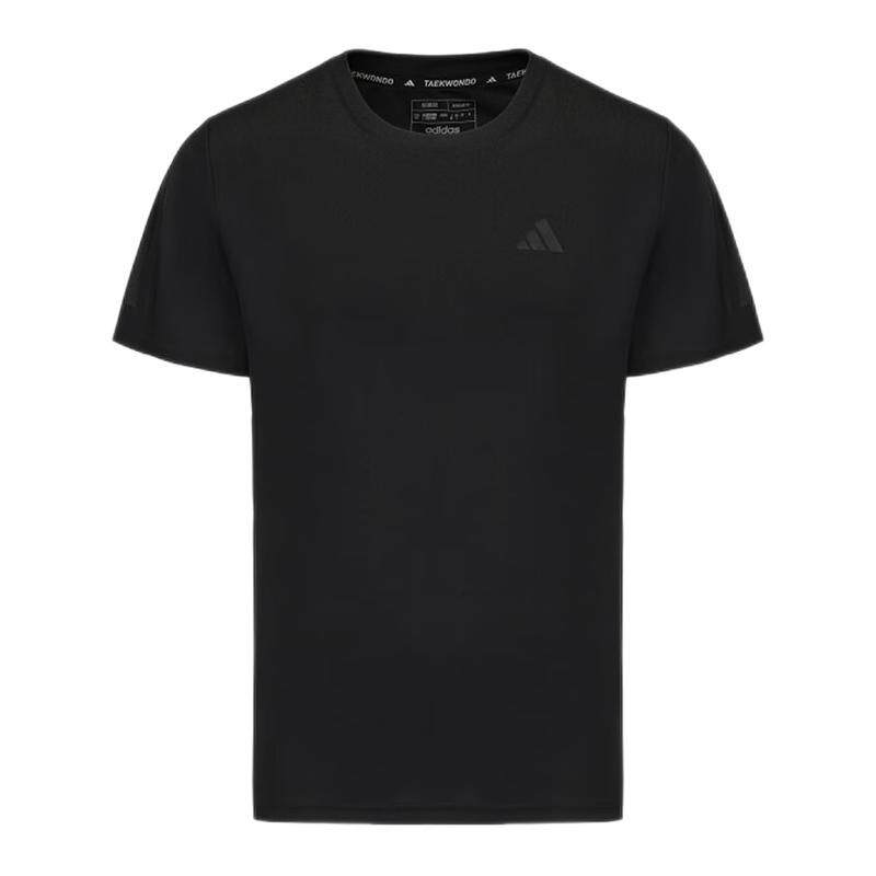 Adidas阿迪达斯男子夏季新款经典三条杠圆领简约速干短袖T恤