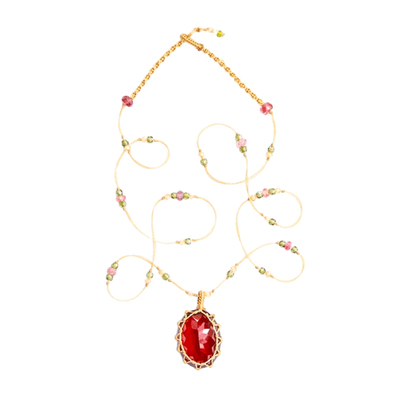 Sharing天然彩色半宝石吊坠项链