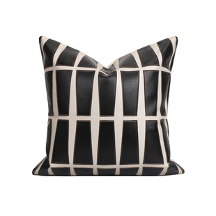 简约轻奢高档黑白色办公室样板间客厅沙发抱枕套床头高端靠垫枕头