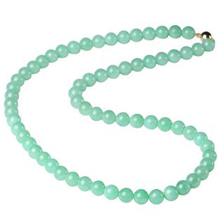 福美妮正品天然A货缅甸老坑翡翠项链 圆珠链男女款 阳绿玉石珠子