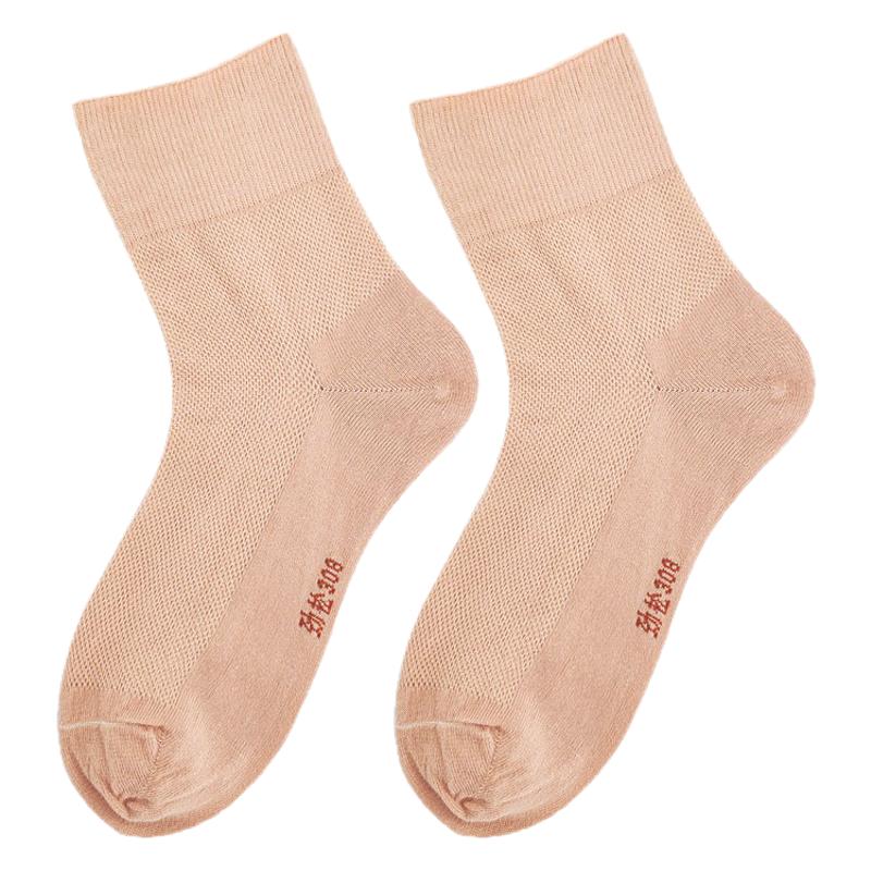 劲松308老年无痕袜夏季超薄网眼镂空纯棉松口袜子女大码不勒脚
