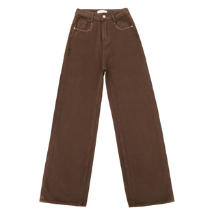 若纤 Pretty Silhouette秋上新香槟棕显瘦牛仔裤女休闲窄版阔腿裤