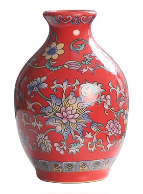 珐琅彩陶瓷花瓶摆件客厅插花装饰