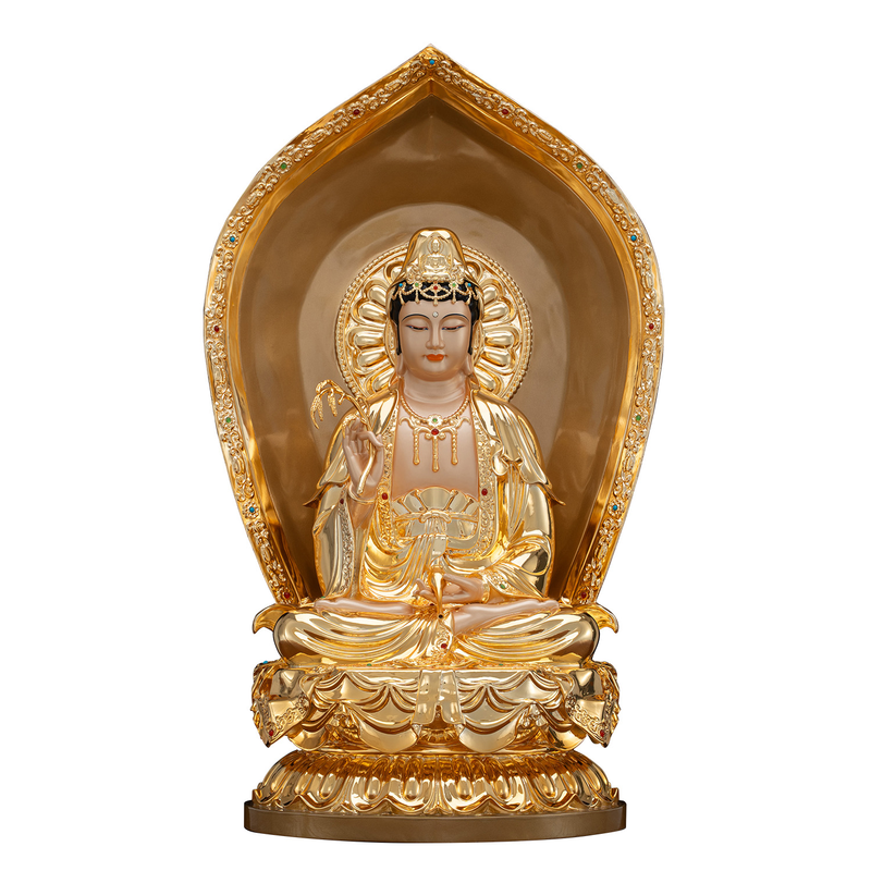 铜鎏金全堂佛像家用供奉摆件