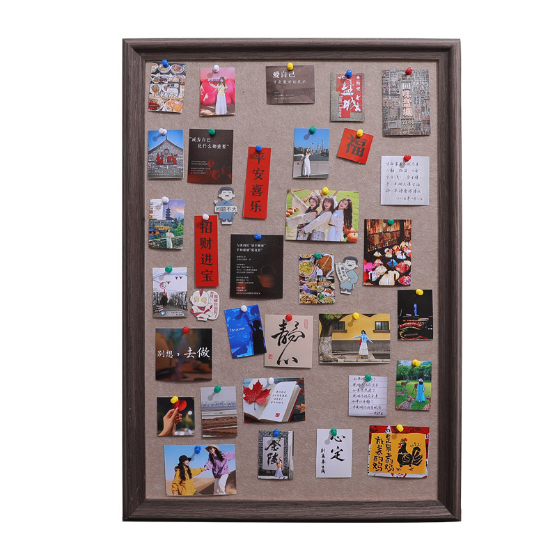 毛毡板相框实木挂墙背景照片墙展示diy画框软木留言板拍立得创意