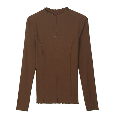 芬狄诗打底衫女罗纹木耳边暖肤衣秋衣圆领FD00212/小高领FD00214