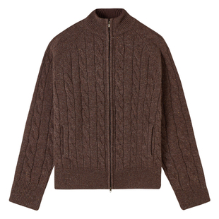 【保暖98%羊毛】CULTUM立领绞花双拉链加厚针织衫男毛衣开衫外套