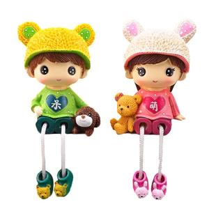 现代家居娃娃摆件创意卡通吊脚娃娃树脂工艺品情侣装饰可爱小摆件