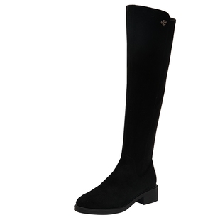 百田森靴子女2025新款爆款黑色靴子长筒靴女修饰腿型过膝长筒靴女