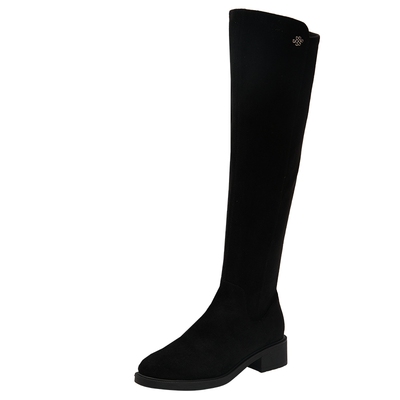 百田森中粗跟显瘦高筒靴