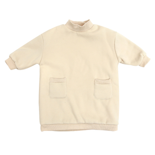 儿童加绒卫衣中长款男童秋冬装女童半高领加厚2025新款小宝宝上衣