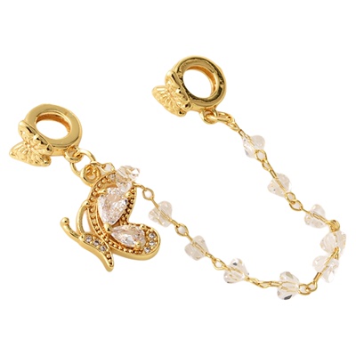 铜镀18K金镶锆石安全链隔珠