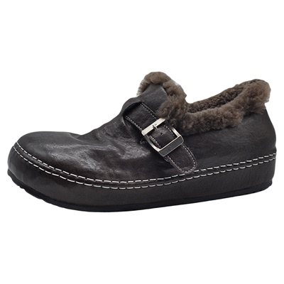 Artmu阿木复古真皮加绒勃肯女厚底冬季增高全包保暖雪地靴毛毛鞋