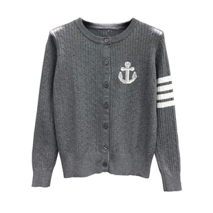 TB针织开衫外套船锚四杠秋冬新款女装老钱风外搭休闲绞花毛衣外套