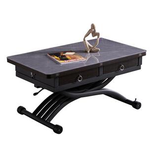 冠喻现代简约钢化玻璃多功能可移动升降茶几客厅长方形茶几小户型