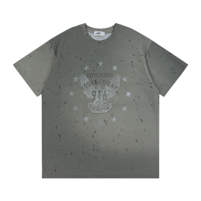 GOODBAI 916 扇形slogan泼墨渐变圆领oversize短袖T恤