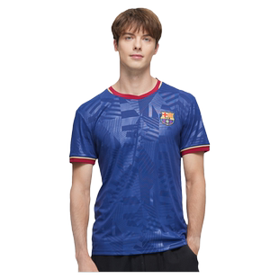 【官方正版】巴塞罗那俱乐部 | 深蓝暗纹T恤球迷周边纪念短袖巴萨