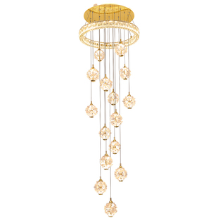 别墅轻奢水晶楼梯挑空吊灯高级感loft公寓旋转长吊灯复式楼大吊灯