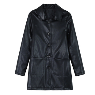 翻领中长款皮衣女士2026新款冬季加棉大毛领pu皮夹克显瘦保暖上衣