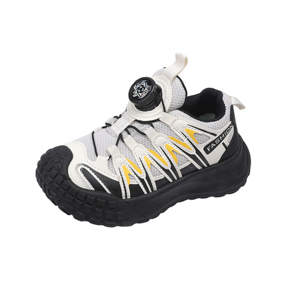 儿童运动鞋旋转纽扣2025春秋新款网面透气网鞋防滑耐磨男童登山鞋