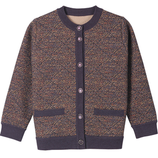 中老年女装妈妈冬装加绒加厚针织开衫外套奶奶圆领保暖老人上衣服