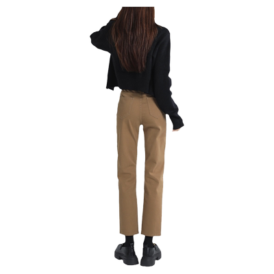 高腰直筒牛仔裤显瘦显高