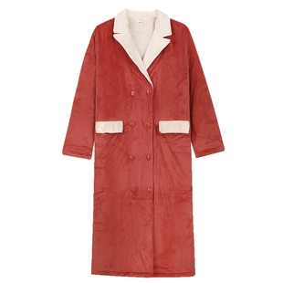 秋鹿【百货商场同款】珊瑚绒睡袍冬季女款浴袍秋冬款晨袍过膝长款