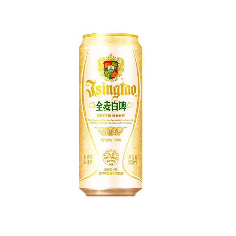 青岛啤酒 小麦啤酒 全麦白啤 麦香浓郁500ml*12听