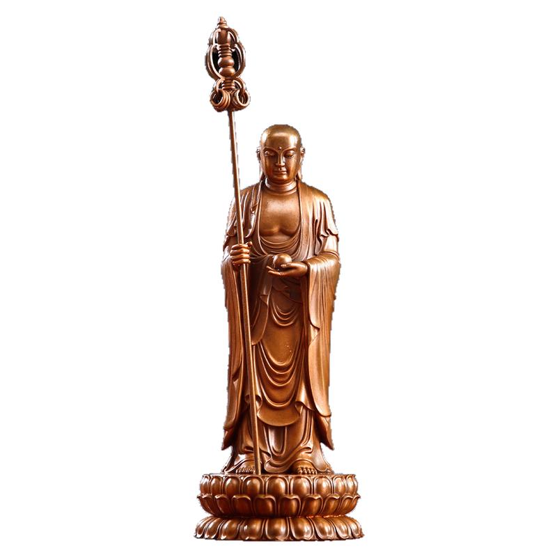 紫铜地藏王菩萨站像车载装饰摆件