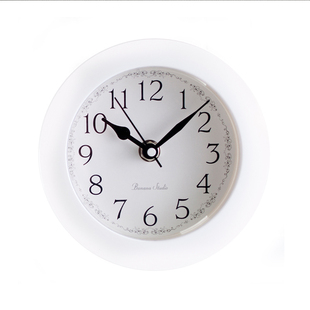 花纹现代浴室钟防水静音家用厨房钟表客厅仿生吸盘创意迷你小挂钟