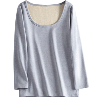 超低领男士高档保暖内衣单件上衣秋冬季加绒加厚隐形大圆领打底衫