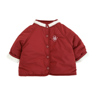 男童新年拜年服洋气女宝宝红色喜庆周岁夹棉外套婴儿加厚保暖棉袄