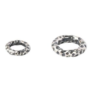 S925银复古手工银锤纹陨石纹闭口圈焊口银环跑环串珠红绳银配件