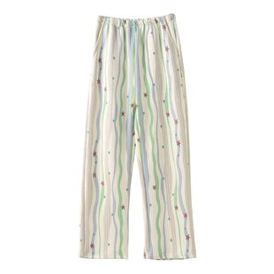 女士睡裤纯棉空气层长裤秋冬季三层加厚保暖夹棉休闲宽松家居裤