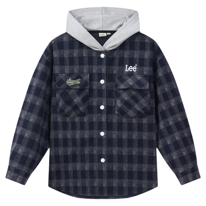 Leekids秋冬连帽格纹童外套