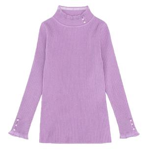 女童毛衣秋冬2025新款冬季儿童打底衫加绒大童半高领白色针织内搭