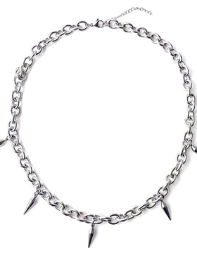 钛钢流苏铆钉锁骨项链男链条式