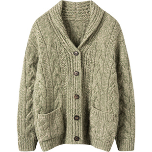 重磅 男女同穿 暴走气质！加厚羊绒开衫女粗棒针纯羊绒毛衣外套冬