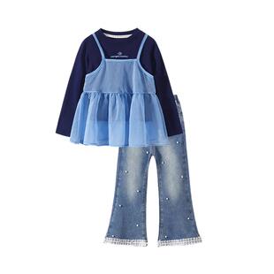 植木女童套装2026春季新款中大童T恤牛仔裤套装儿童衣服套装童装