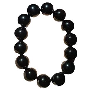 特级纯黑黑曜石手链男士女款情侣本命年佛珠手串天然水晶单圈饰品