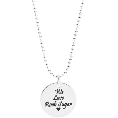 RockSugar925纯银个性定制刻字母数字圆牌七夕情人节女锁骨长项链